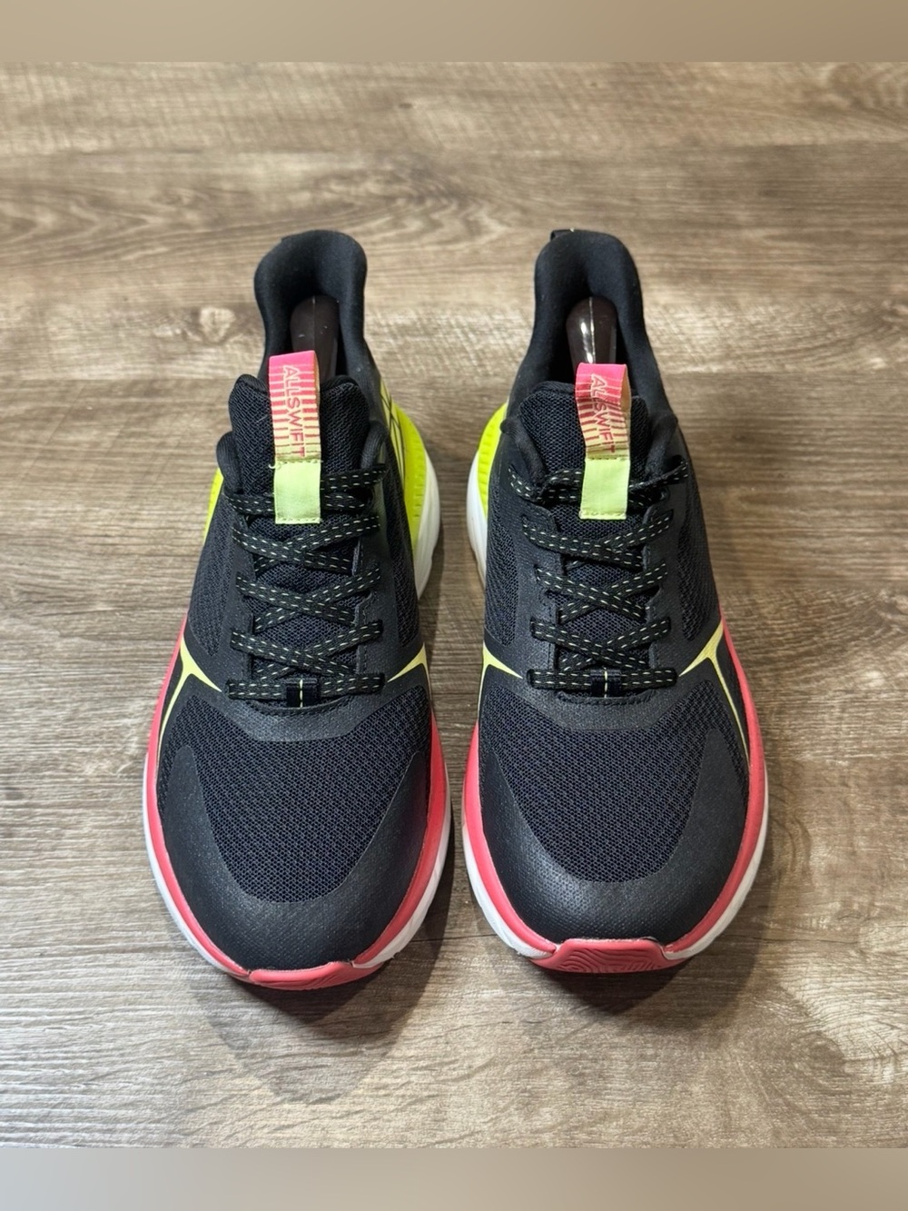 Allswift 1.0 Women's Mesh Lifestyle Sneakers size 8.5 Black/Yellow/Hot Pink